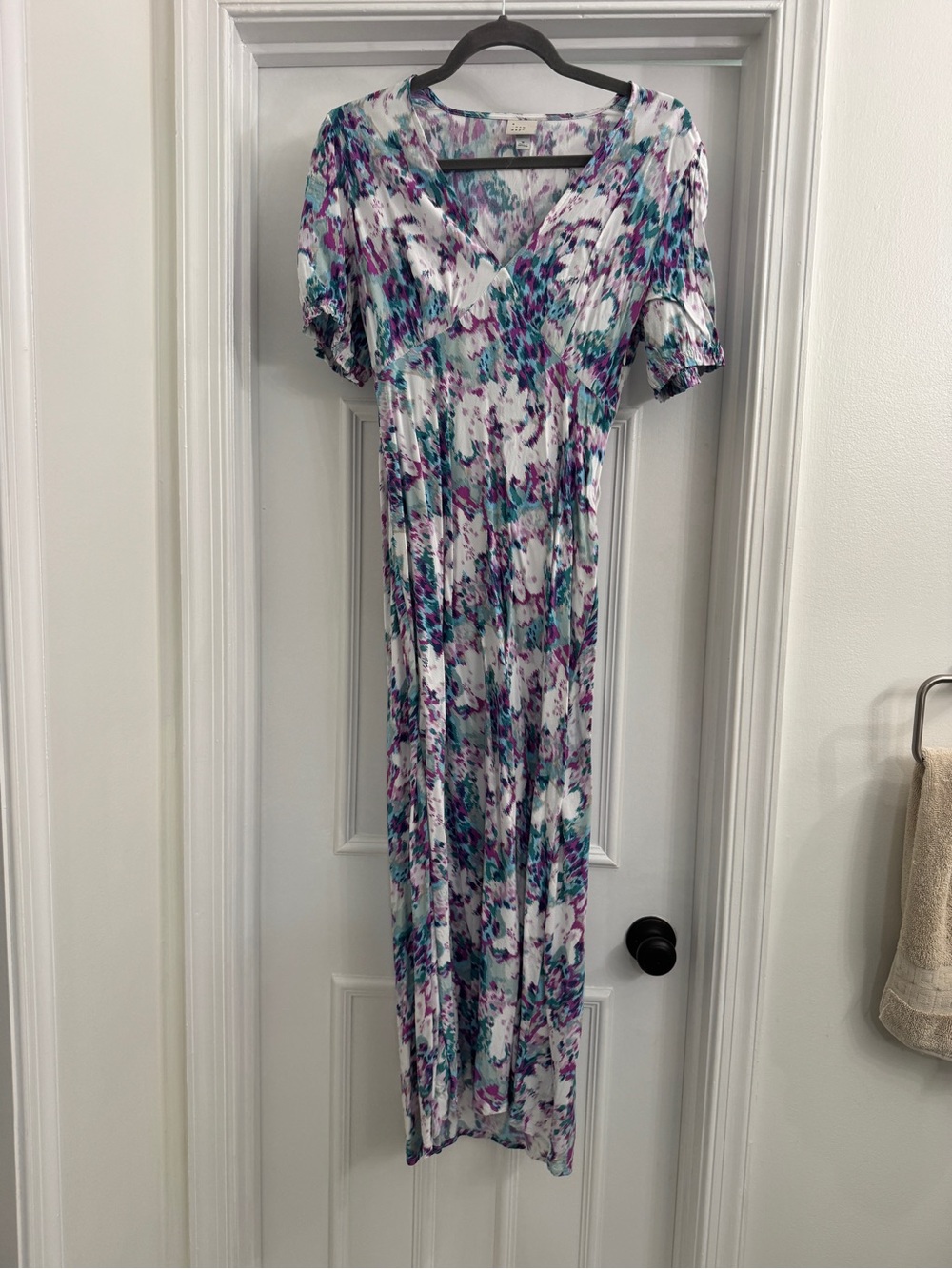 a new day White Floral Midi Dress with Teal and Purple Accents